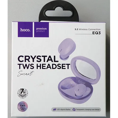hoco. CRYSTAL TWS HEADSET; Smart true wireless BT headset purple Vezeték nélküli fülhallgatók