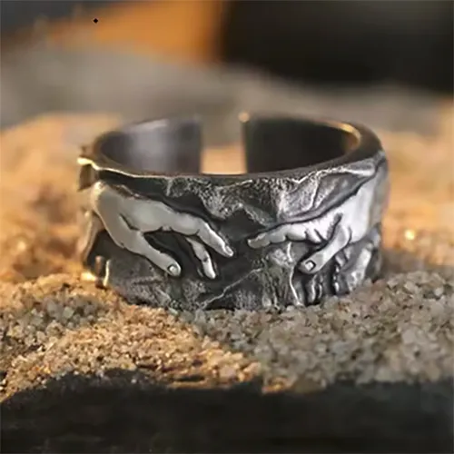 S925 Bague en argent rétro pour hommes et femmes Gyűrű
