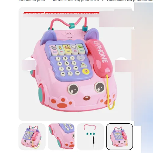 Douerle Téléphone Jouet à Piles Ordinaire Téléphone Moyen Téléphone Bébé Jouet Rose Játéktelefon