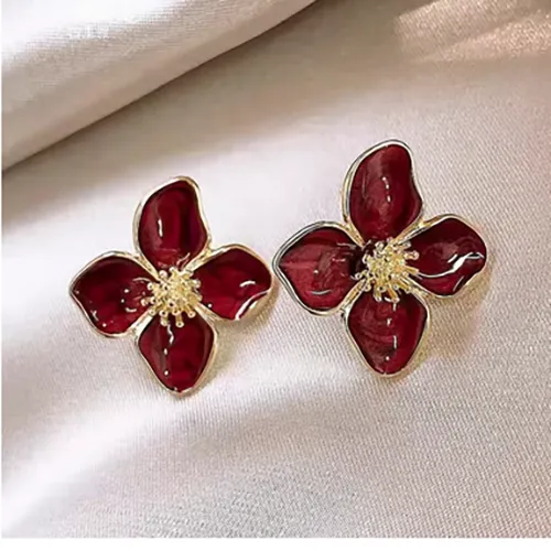 Boucles d'oreilles en forme de fleur d'hibiscus en acier inoxydable pour femmes et filles, boucles Fülbevalók