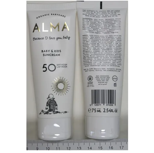 ALMA Organic Babycare Baby & Kids Suncream 50 Fényvédő