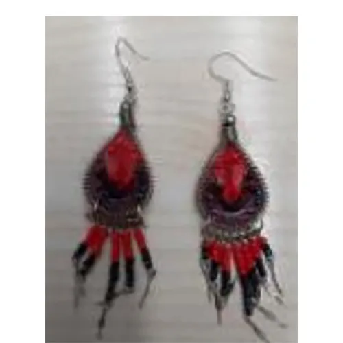 Siesta Crafts Red Bead Earrings Fülbevalók