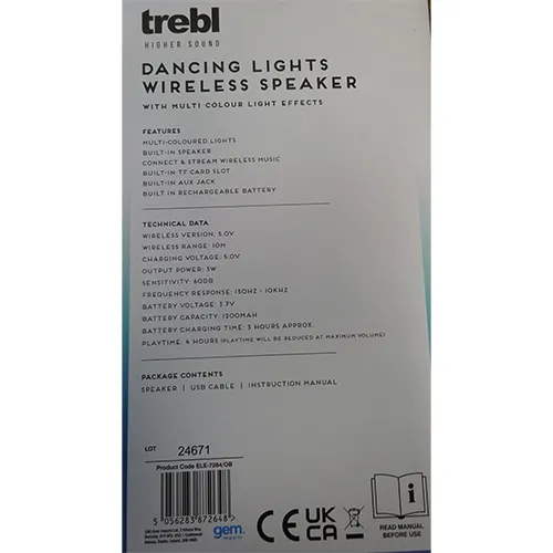 Dancing lights wireless speaker Vezeték nélküli hangszóró
