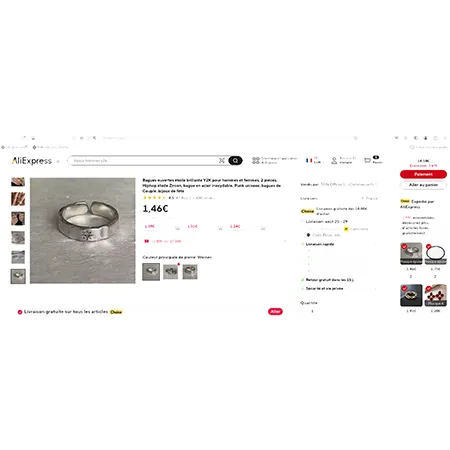 Bagues ouvertes étoile brillante Y2K pour hommes et femmes, 2 pièces, Hiphop étoile Zircon Ékszerek