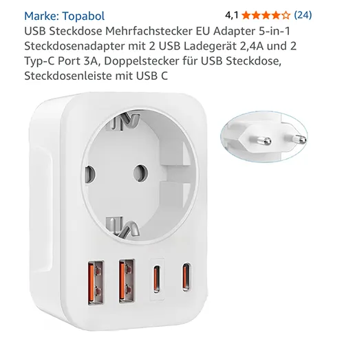 Topabol Socket USB hálózati adapter