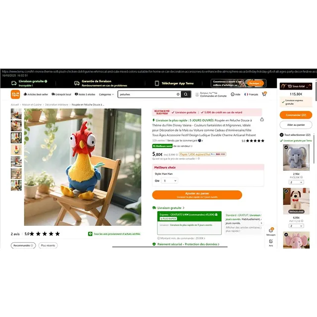 Peluche de poulet douce Puha játék