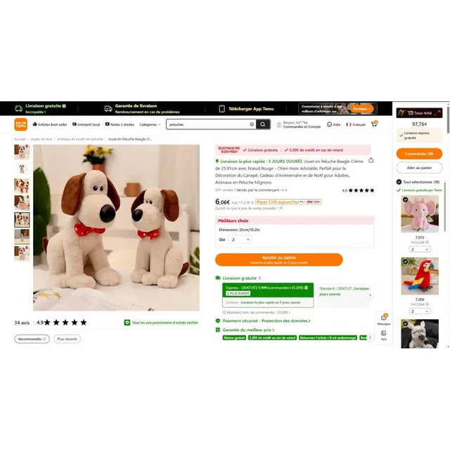 Peluche de beagle Puha játék