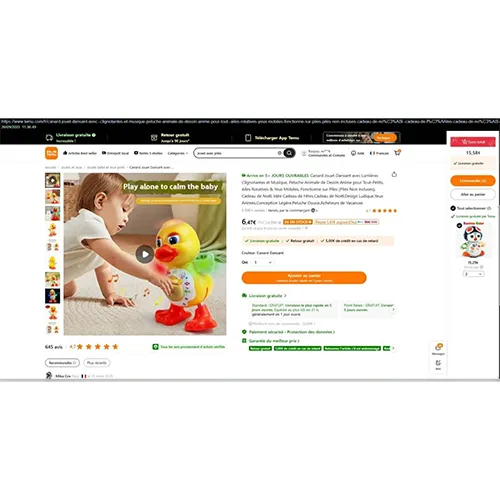 DANCING DUCK - Canard jouet dansanr avec lumières clignotantes Műanyag játék