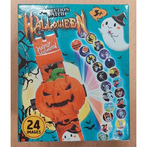 Montre-jouet à projection citrouille pour enfants, 24 thèmes d’Halloween Játékóra