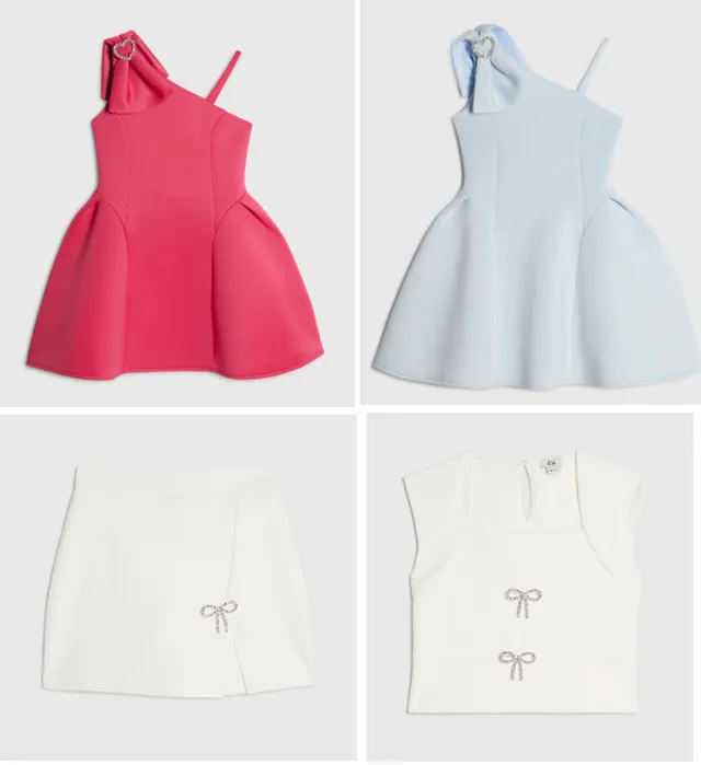 River Island One Shoulder Scuba Dress, White Crepe Skort and White Crepe Top Gyermekruházat