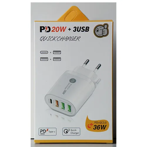 PD 20W + 3USB QUICK CHARGER USB töltő