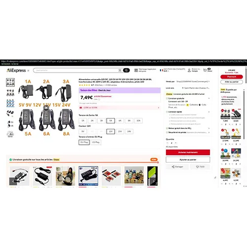 Alimentation universelle 12V DC, 12V 5V 6V 9V 10V 15V 24V 1A 2A 3A 5A 6A 8A, transformateur AC 220V. Töltő